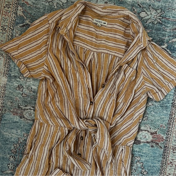 Toad&Co Taj Short Sleeve Jumpsuit in Sunset Stripe | size small - Picture 2 of 7